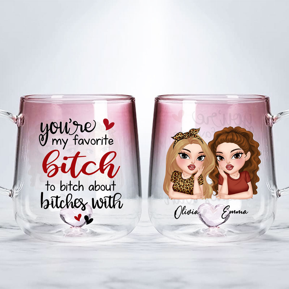 You Are My Favorite - Personalized Custom Pink Gradient Glass Mug