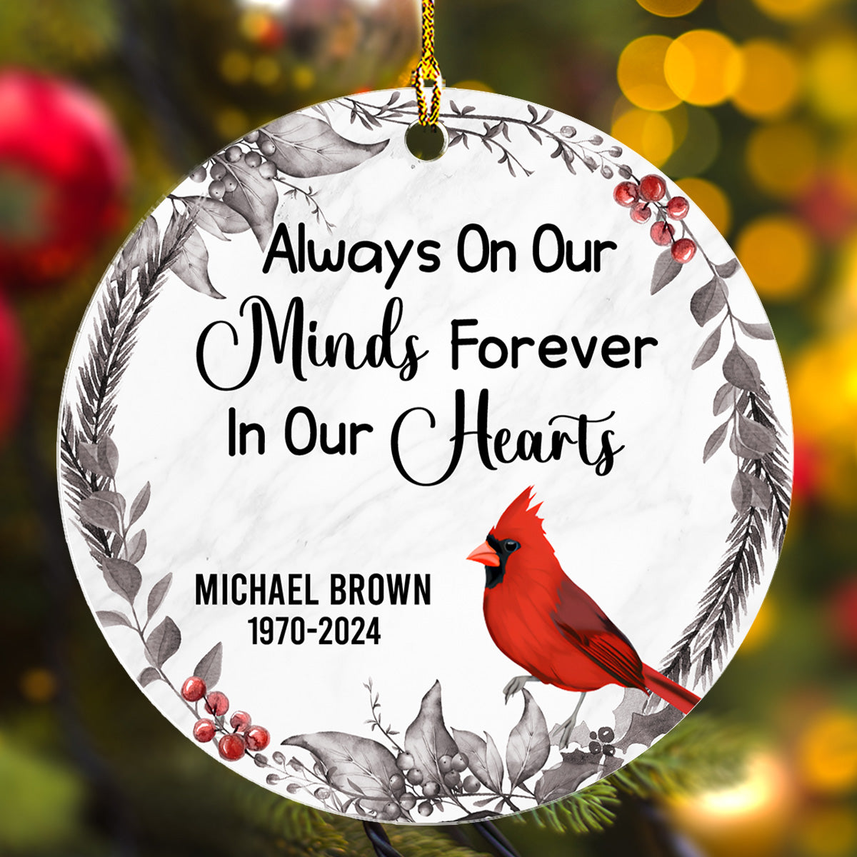 Red Cardinal Memorial - Personalized Custom Acrylic Ornament