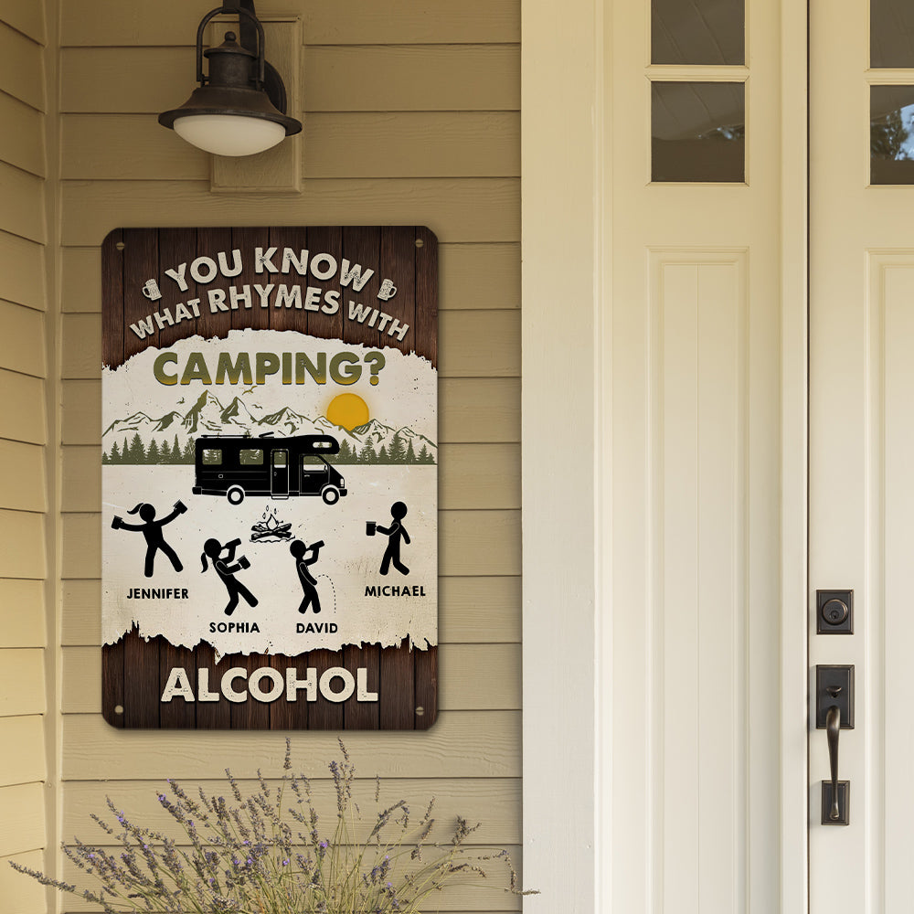 Camping Pairs Well With Booze - Personalized Custom Metal Sign