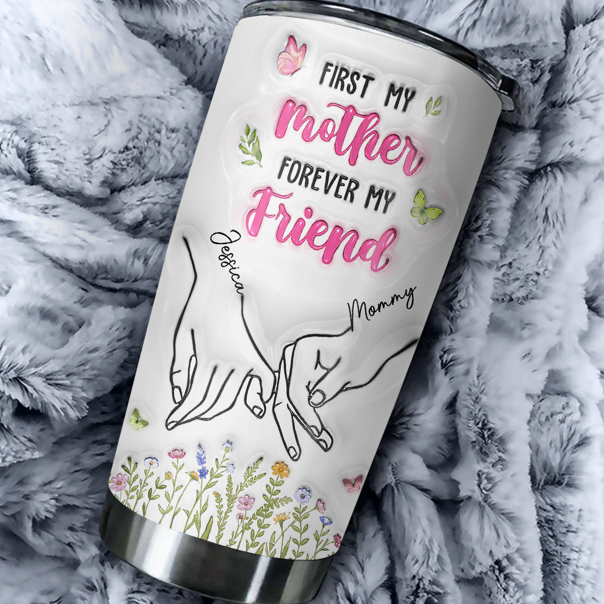 First My Daughter Forever My Friend - Personalized Custom 3D Inflated Effect Tumbler