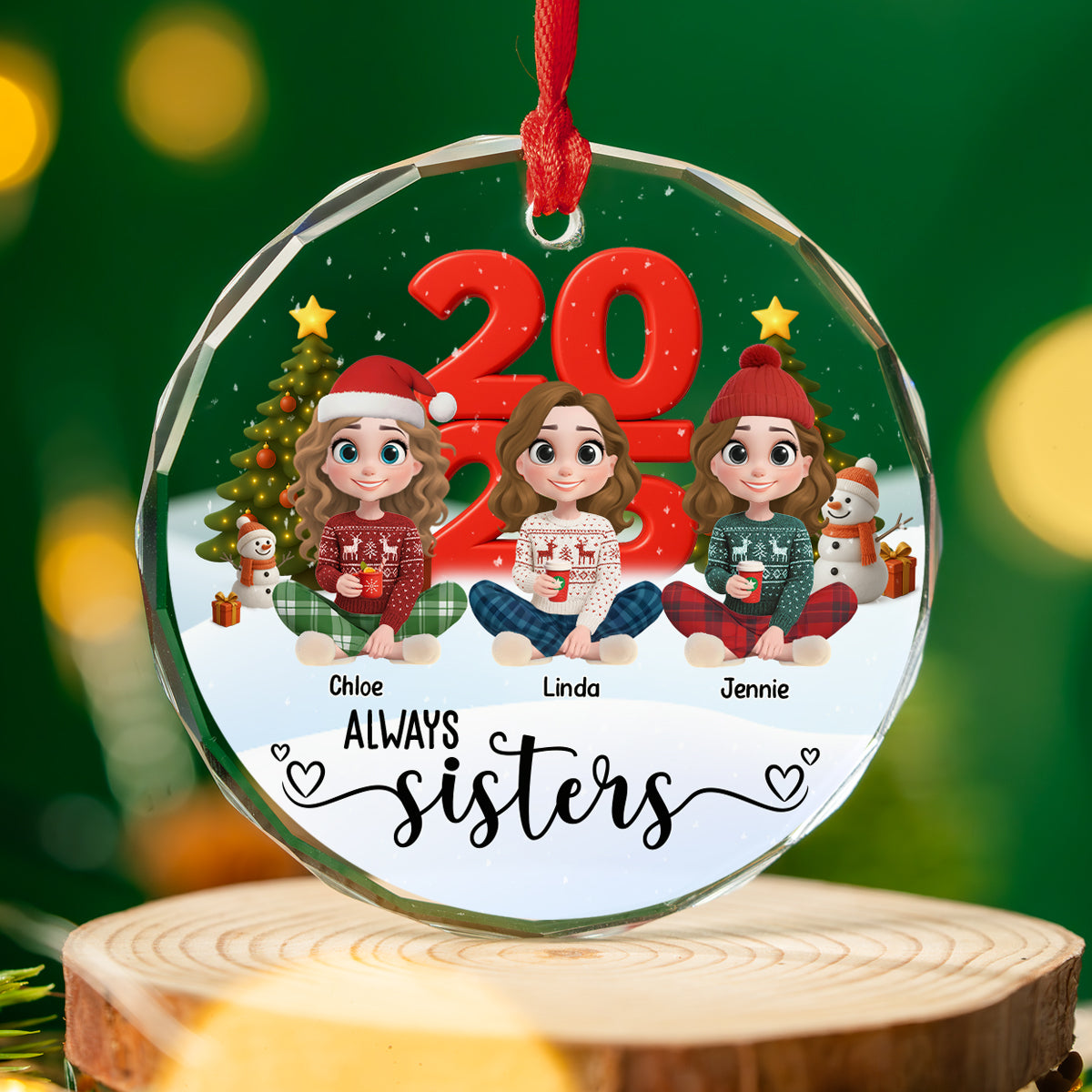 Always Be Slay Sisters - Personalized Custom Glass Ornament
