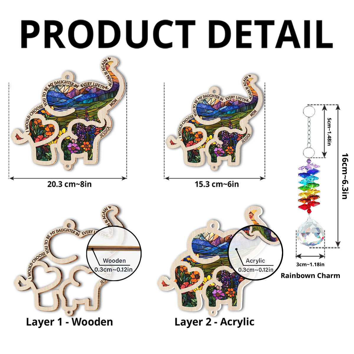 Always Choose You - Personalized Custom Suncatcher With Crystal Rainbow Charm