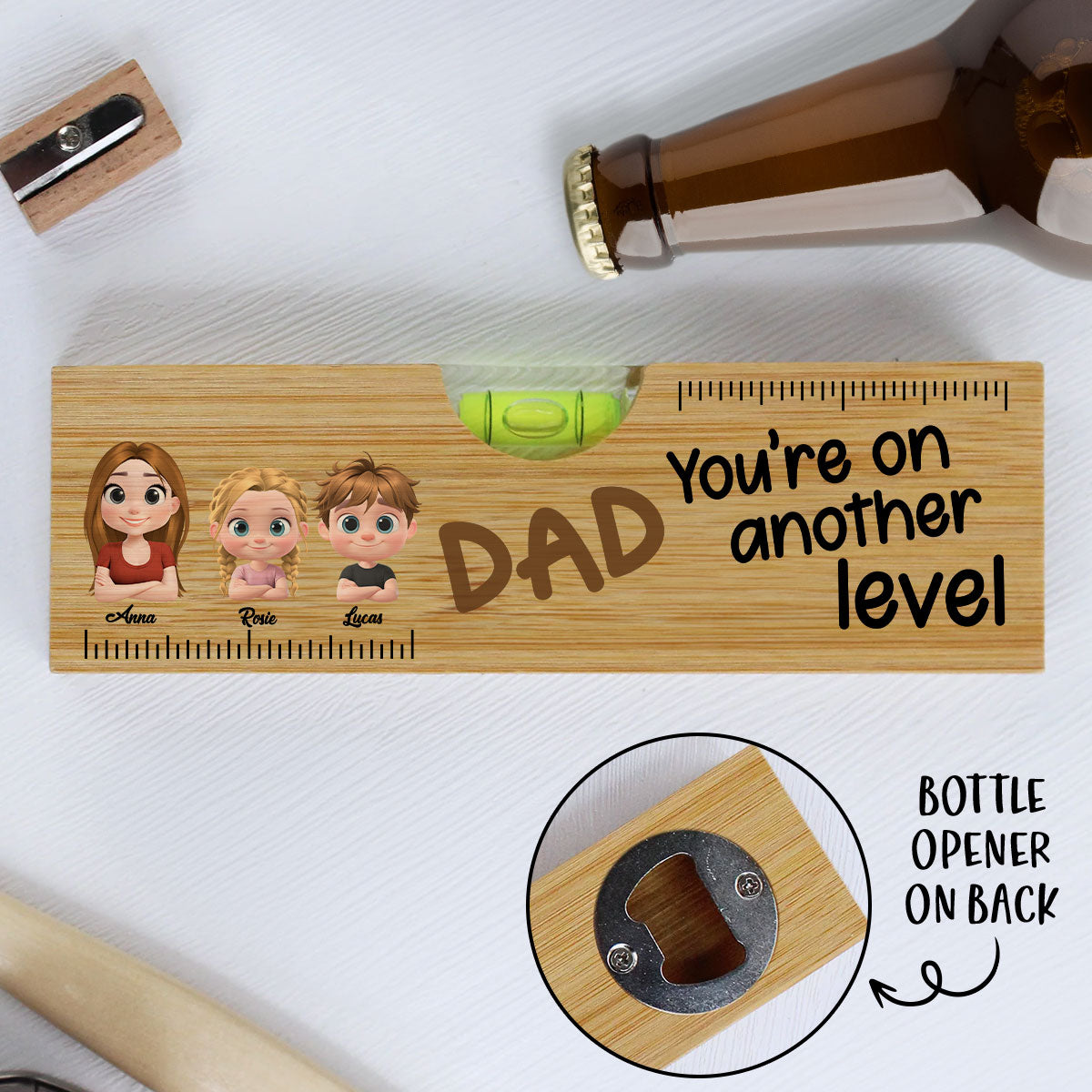 You Are On Another Level - Personalized Custom Wooden Spirit Level Bottle Opener