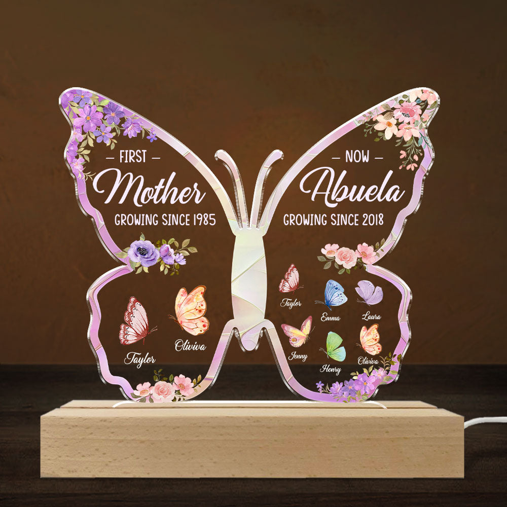 First Mom Now Great Grandma - Personalized Custom LED Light