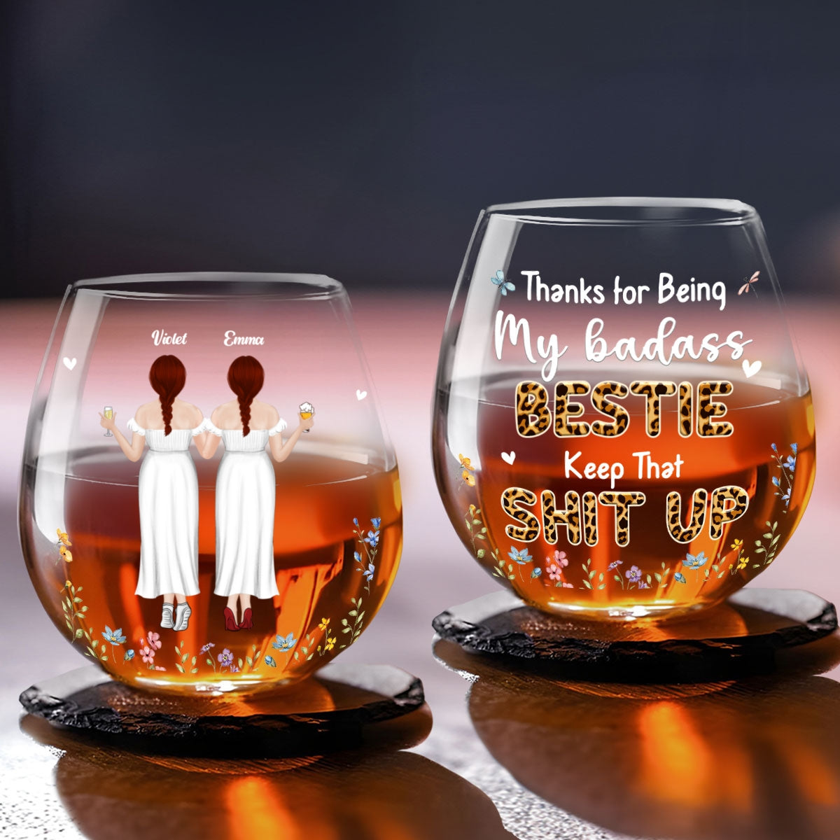 Thanks For Being My Best Friends - Personalized Custom Wine Glass