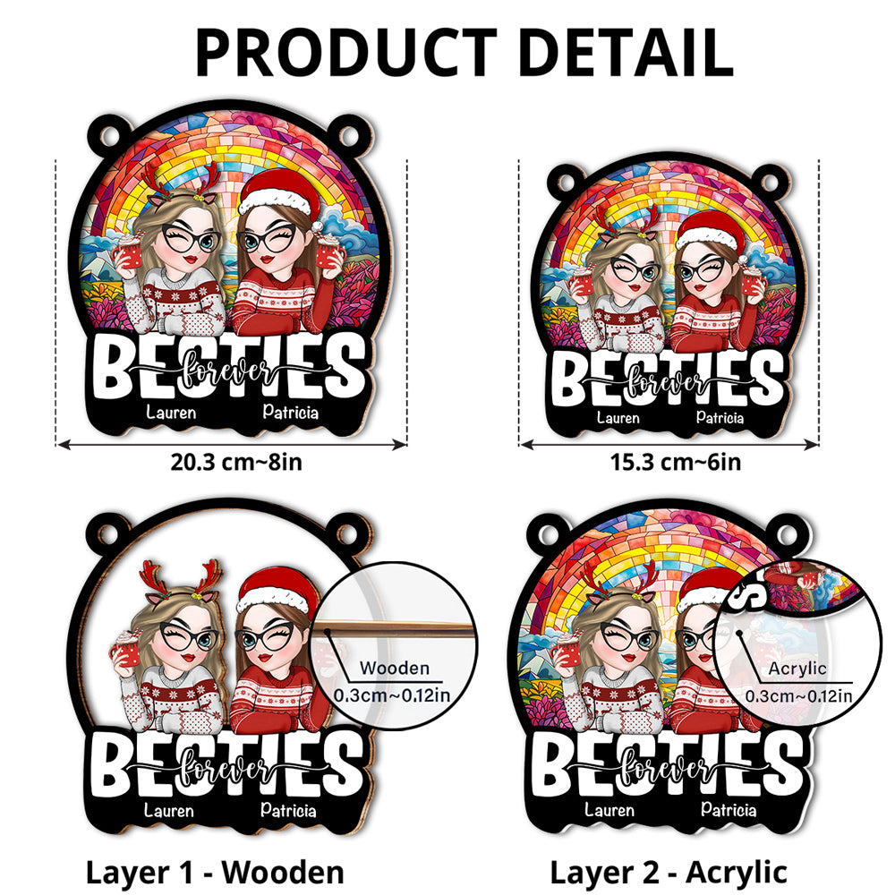 Besties Sitting Christmas 2024 - Personalized Custom Suncatcher