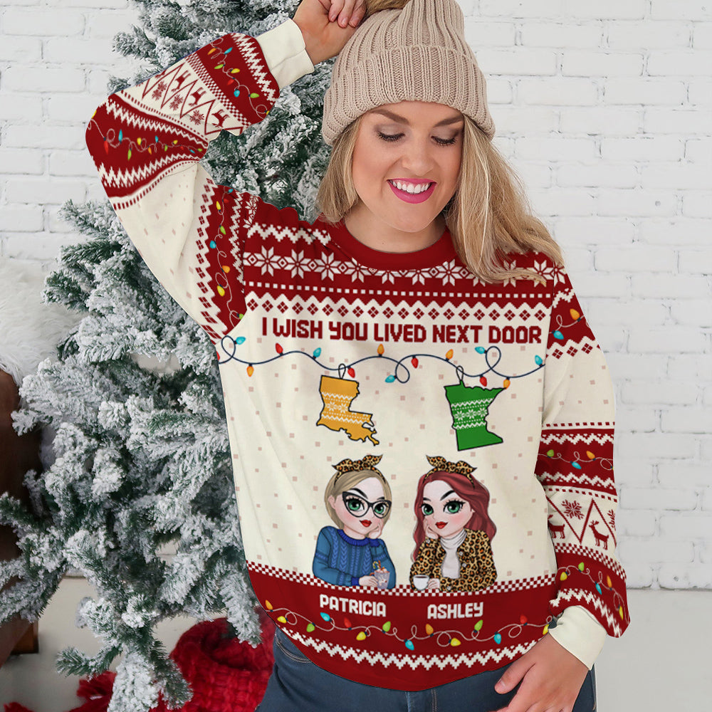 I Wish We Lived Closer - Personalized Custom All-Over-Print Sweatshirt