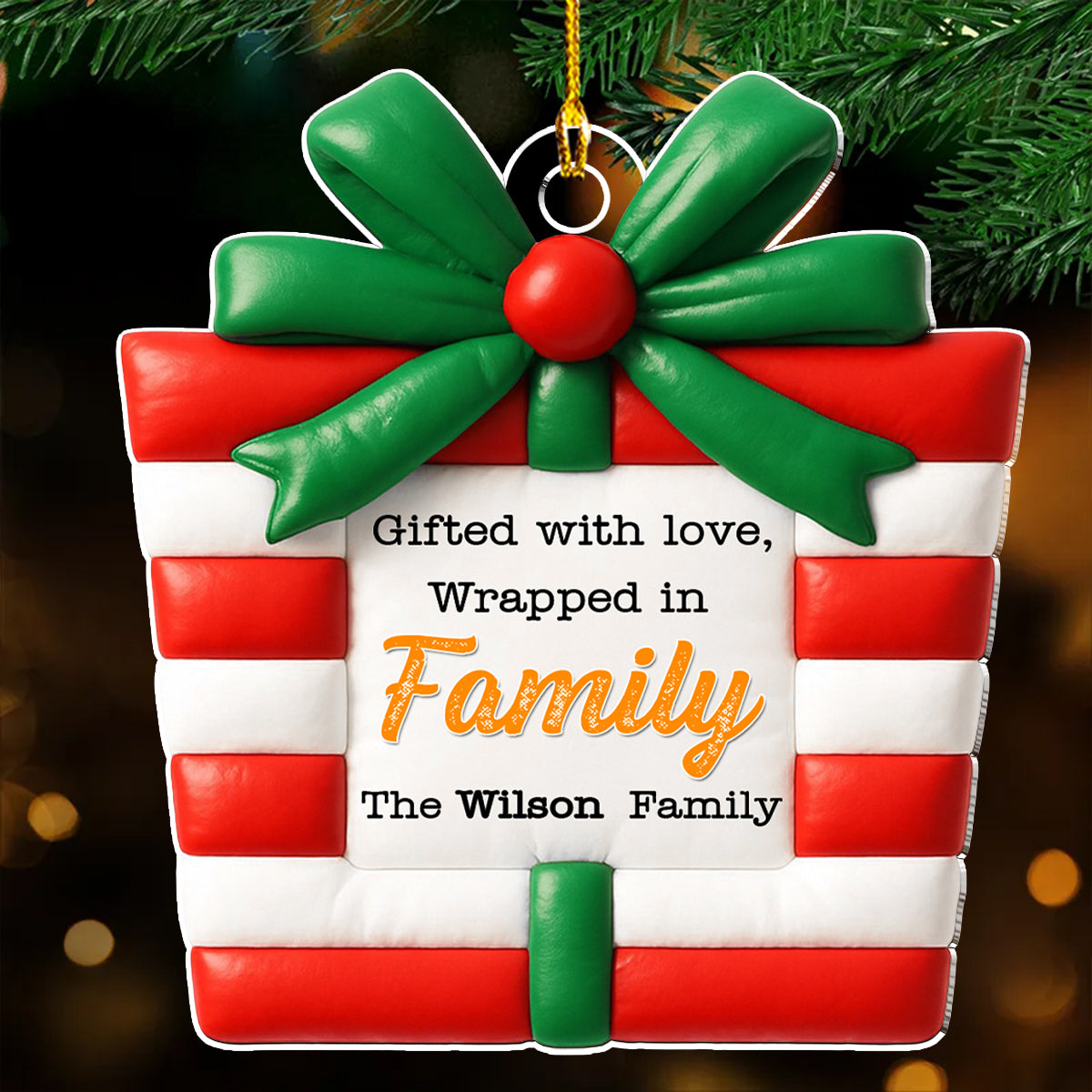 Present Is A Gift - Personalized Custom 3D Effect Acrylic Ornament