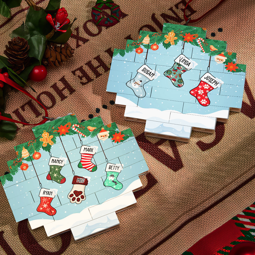 Lovely Stocking - Personalized Custom Puzzle Ornament