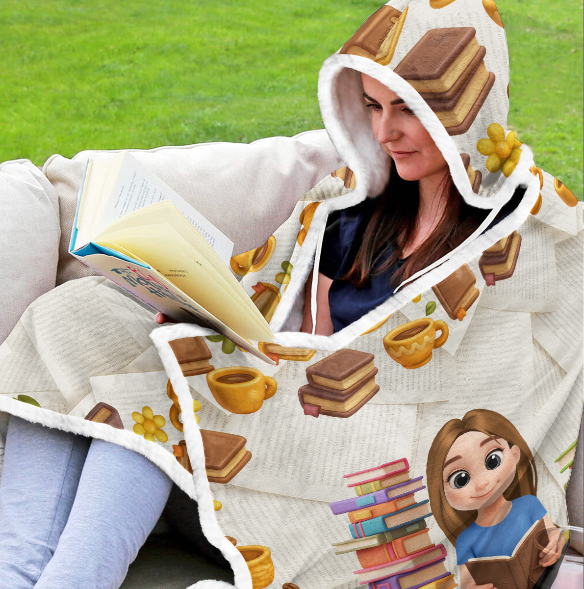 Book Lover Reading - Personalized Custom Hooded Blanket