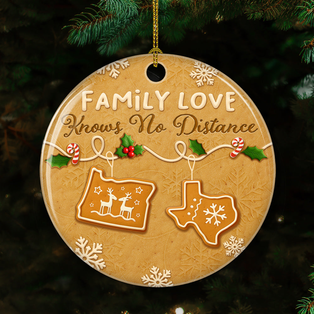 Family Love Know No Distance Cookies Style - Personalized Custom 3D Effect Ceramic Ornament