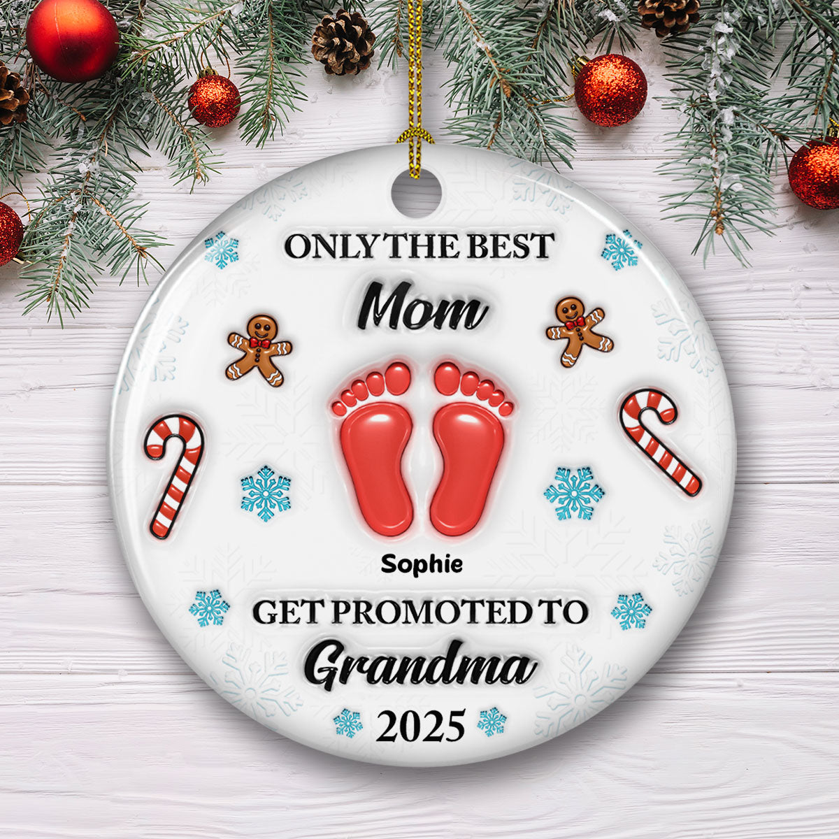 Congratulations On Your New Grandkid - Personalized Custom 3D Inflated Effect Ceramic Ornament