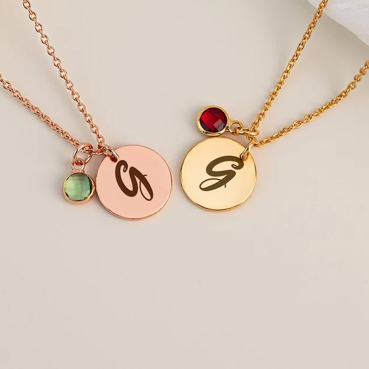 Glitter Alphabet Cartoon - Personalized Custom Birthstone Necklace With Message Card