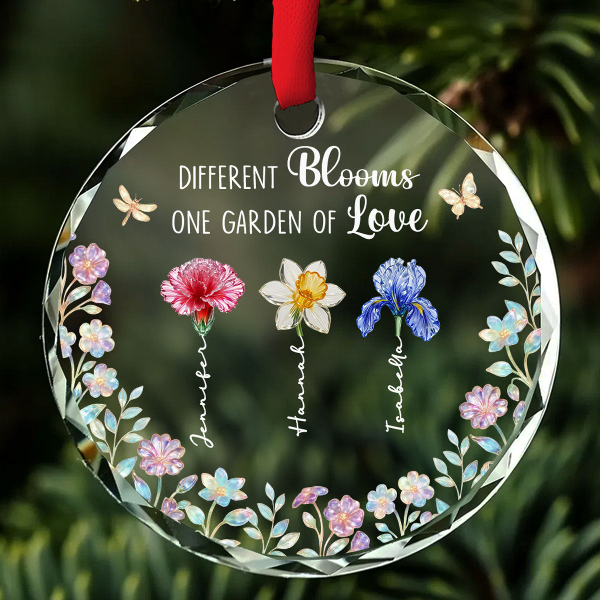 Different Blooms - Personalized Custom Glass Ornament