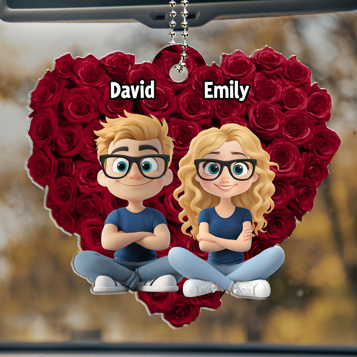 Love Rose - Personalized Custom Car Ornament