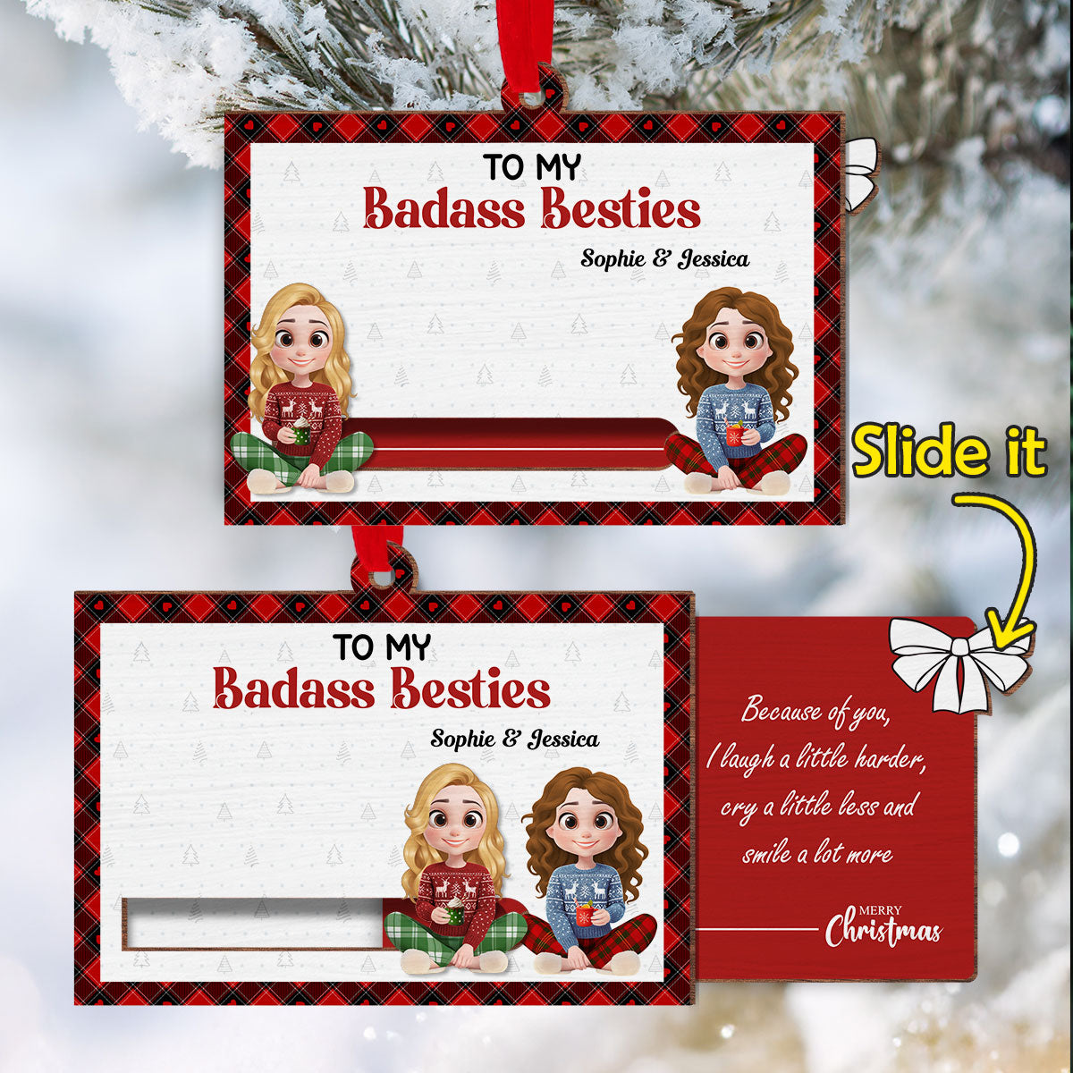 To My Badass Bestie - Personalized Custom Slide Ornament