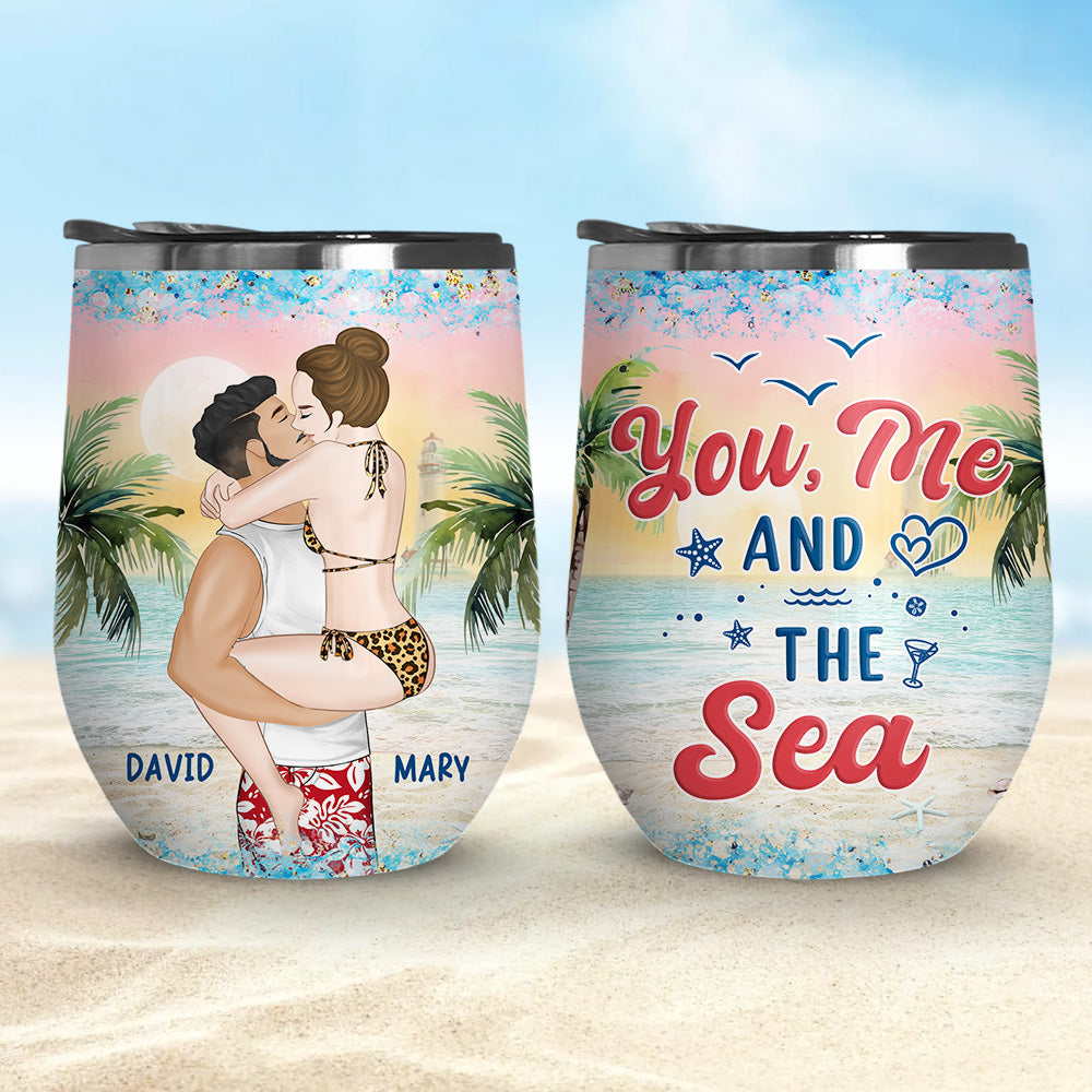 You Me And The Sea - Personalized Custom Wine Tumbler