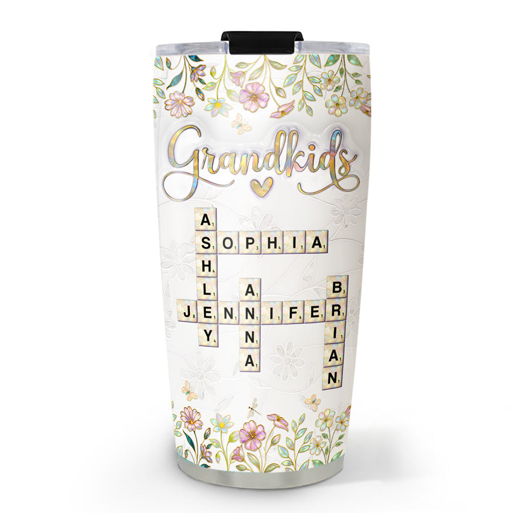 Love My Grandkids Crossword Mother Of Pearl - Personalized Custom 3D Inflated Effect Tumbler