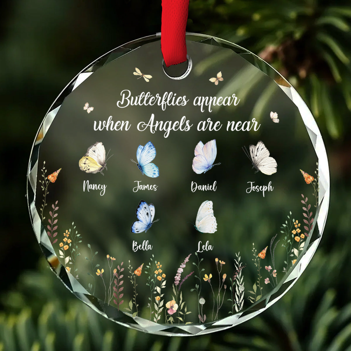 Butterflies Appear When Angels Are Near - Personalized Custom Glass Ornament