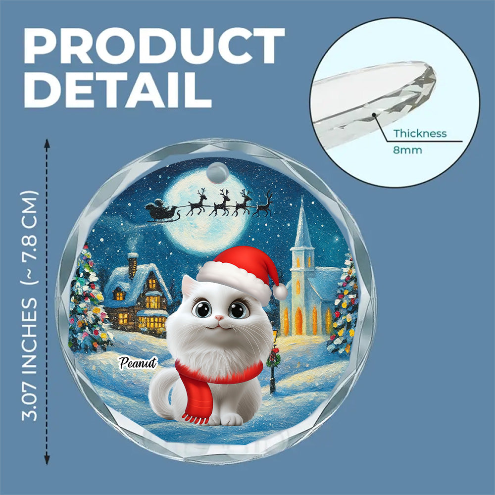 Falling In Me Cat Ver - Personalized Custom Glass Ornament