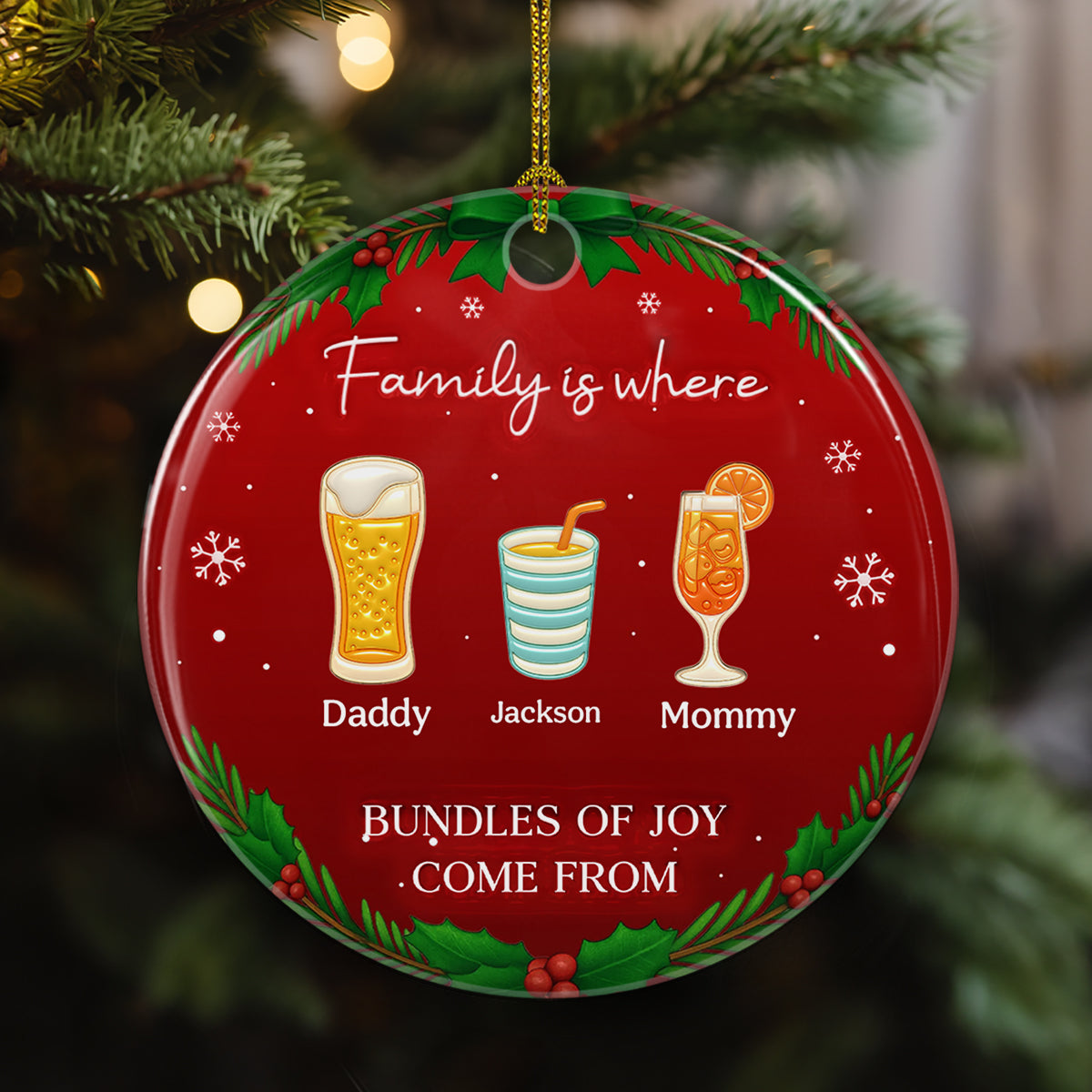 Bundles Of Joy - Personalized Custom 3D Inflated Effect Ceramic Ornament