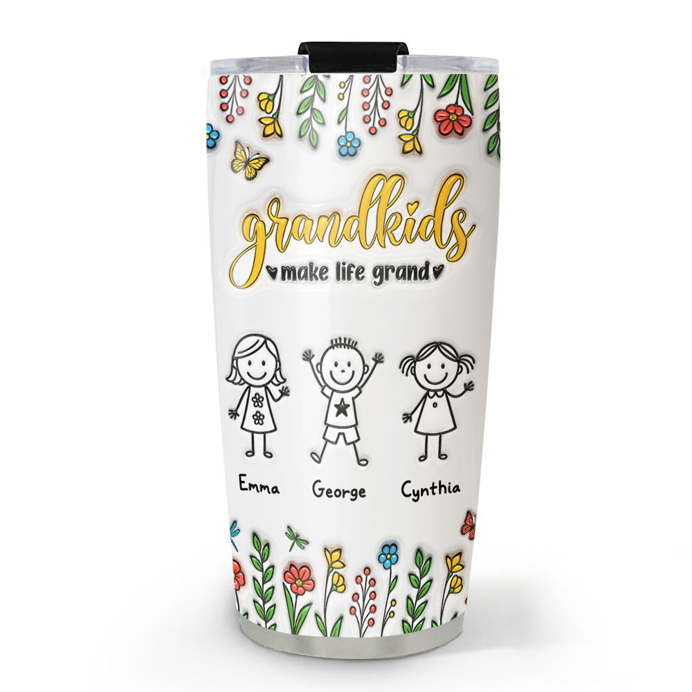 Grandkids Make Life Grand - Personalized Custom 3D Inflated Effect Tumbler