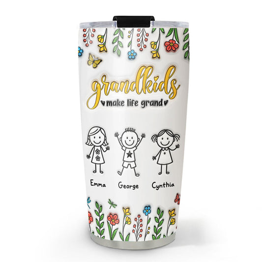 Grandkids Make Life Grand - Personalized Custom 3D Inflated Effect Tumbler