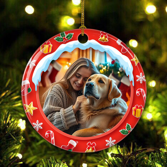 Under The Mistletoe Photo - Personalized Custom 3D Effect Ceramic Ornament