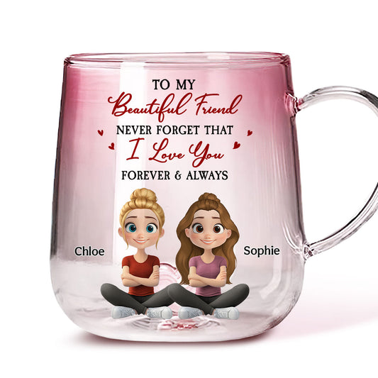 My Best Friends - Personalized Custom Pink Gradient Glass Mug