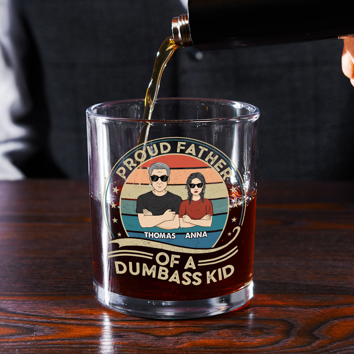 Proud Father Of A Few Kids - Personalized Custom Whiskey Glass