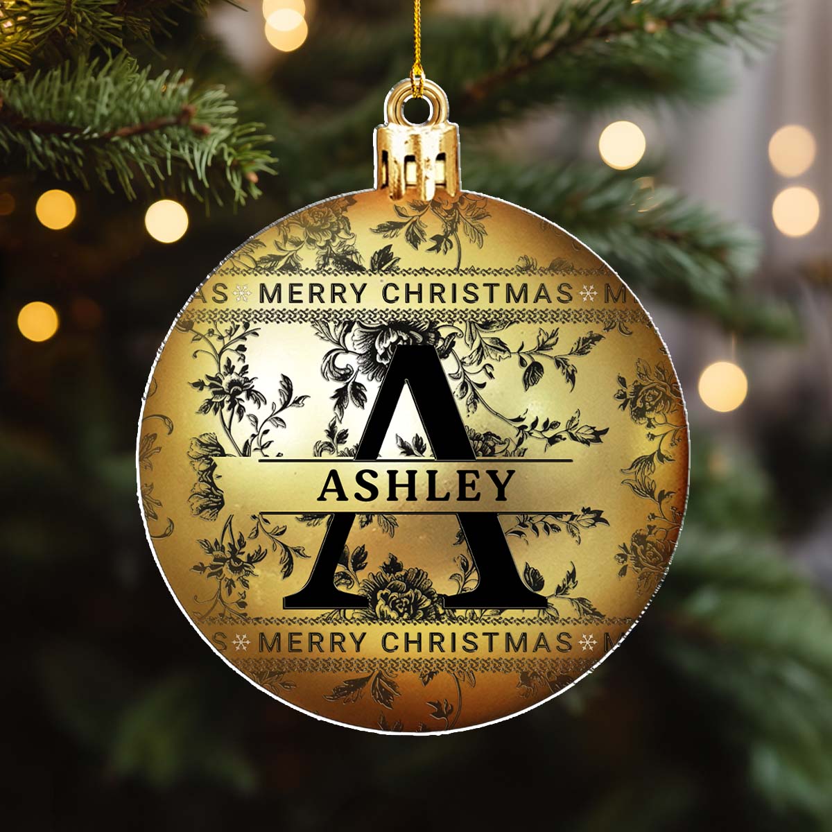 Merry Christmas With Name - Personalized Custom Acrylic Ornament