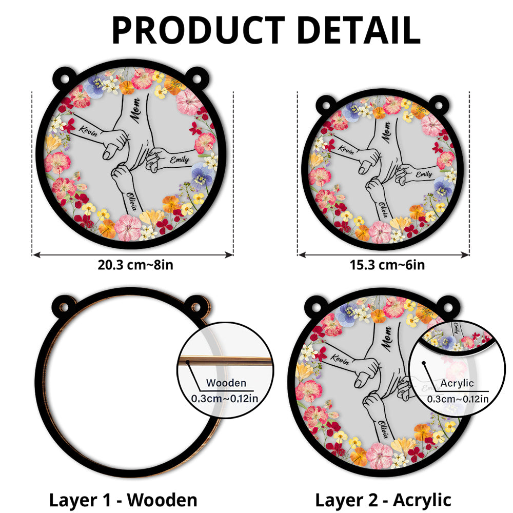 Mom Hold Our Hand And Our Heart - Personalized Custom Suncatcher