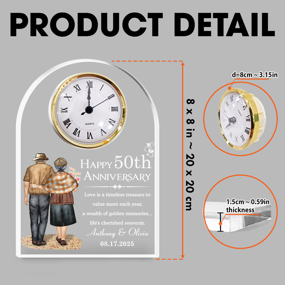 Happy Anniversary - Personalized Custom Acrylic Desk Clock Plaque
