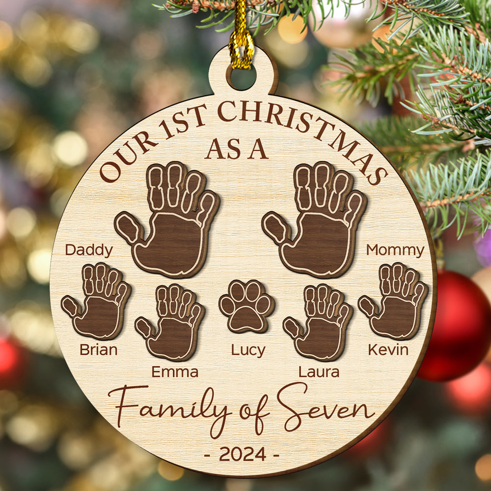 Our Family Handprints - Personalized Custom Freeshape 2-Layered Wood Ornament