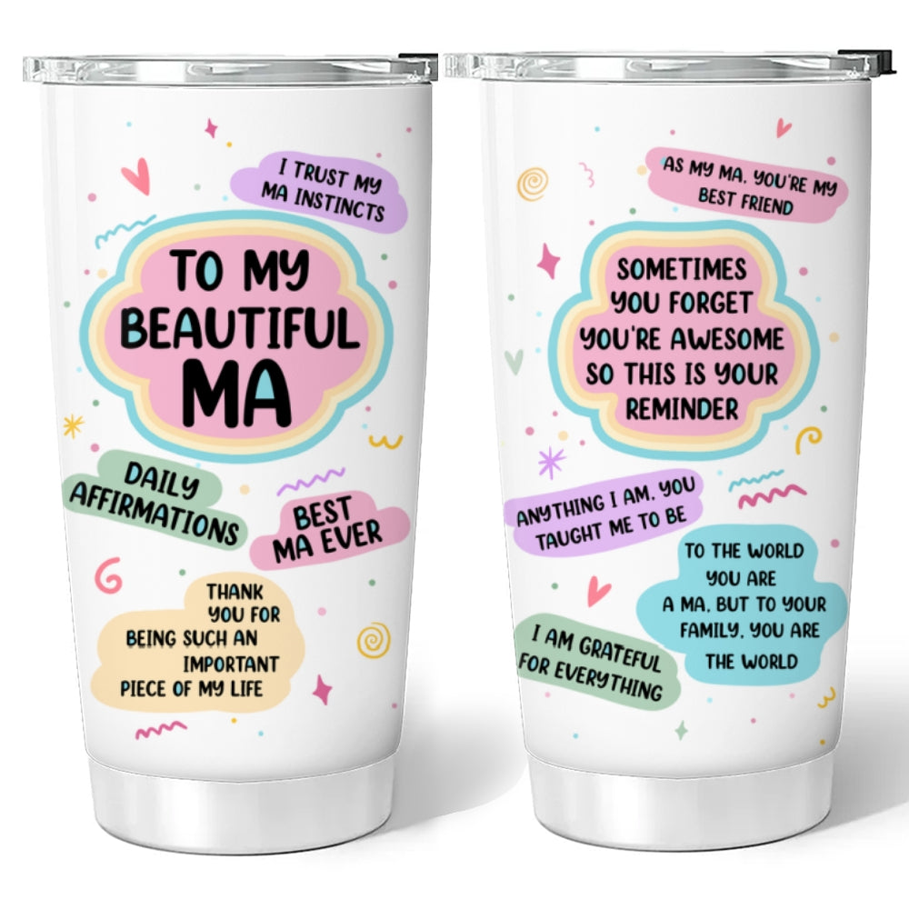 Beautiful Mom Daily Affirmations - Personalized Custom Tumbler