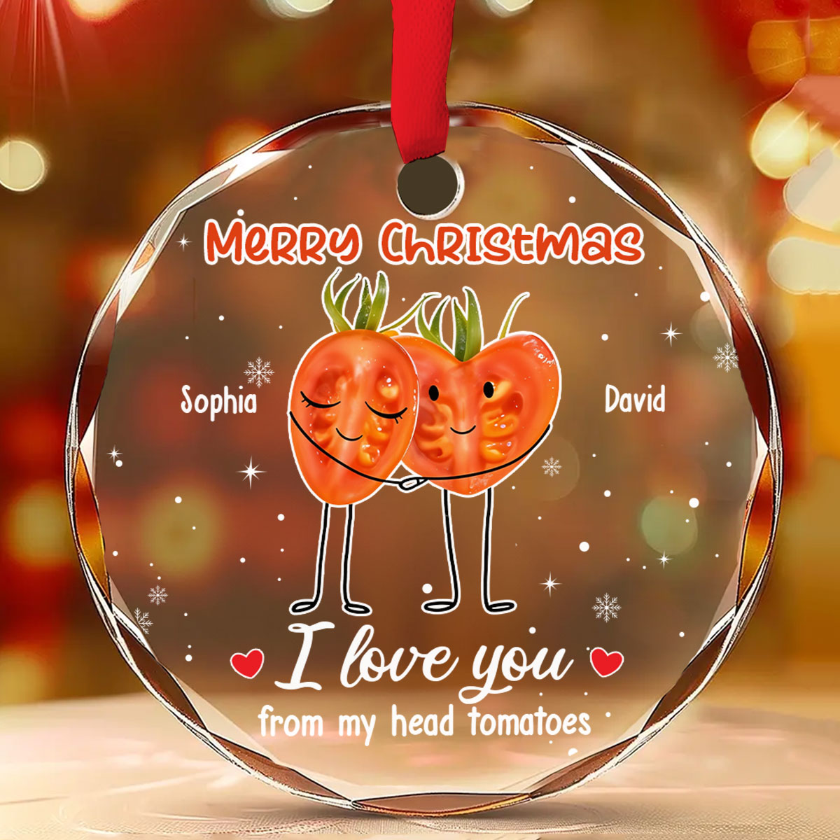 I Love You From My Head Tomatoes - Personalized Custom Glass Ornament