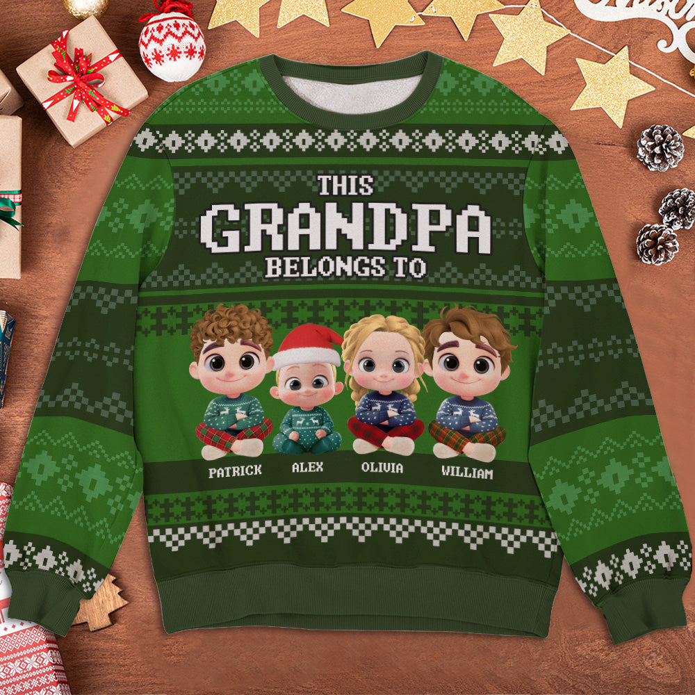 This Grandpa Belongs To Grandkids - Personalized Custom All-Over-Print Sweatshirt