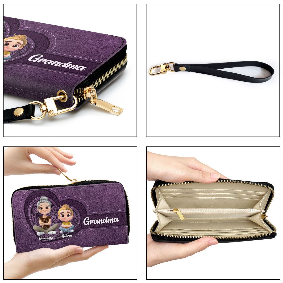 Grandma Butterfly - Personalized Custom Leather Wallet