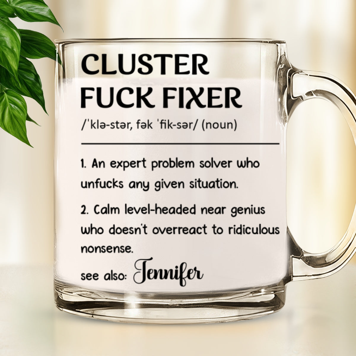 Cluster Fixer Problem Solver- Personalized Custom Glass Mug