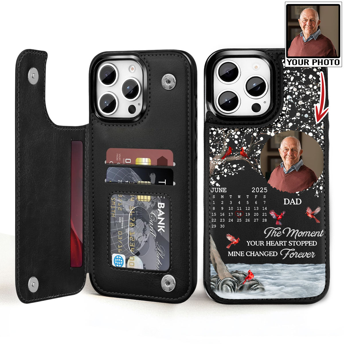 The Moment My Heart Changed Forever - Personalized Custom Leather Phone Case