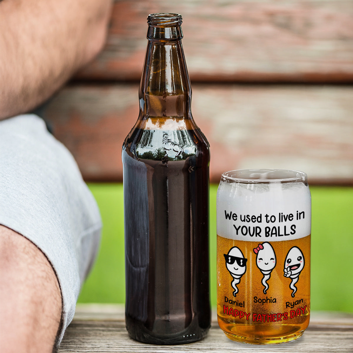 We Used To Live In Your Balls - Personalized Custom Beer Can Glass