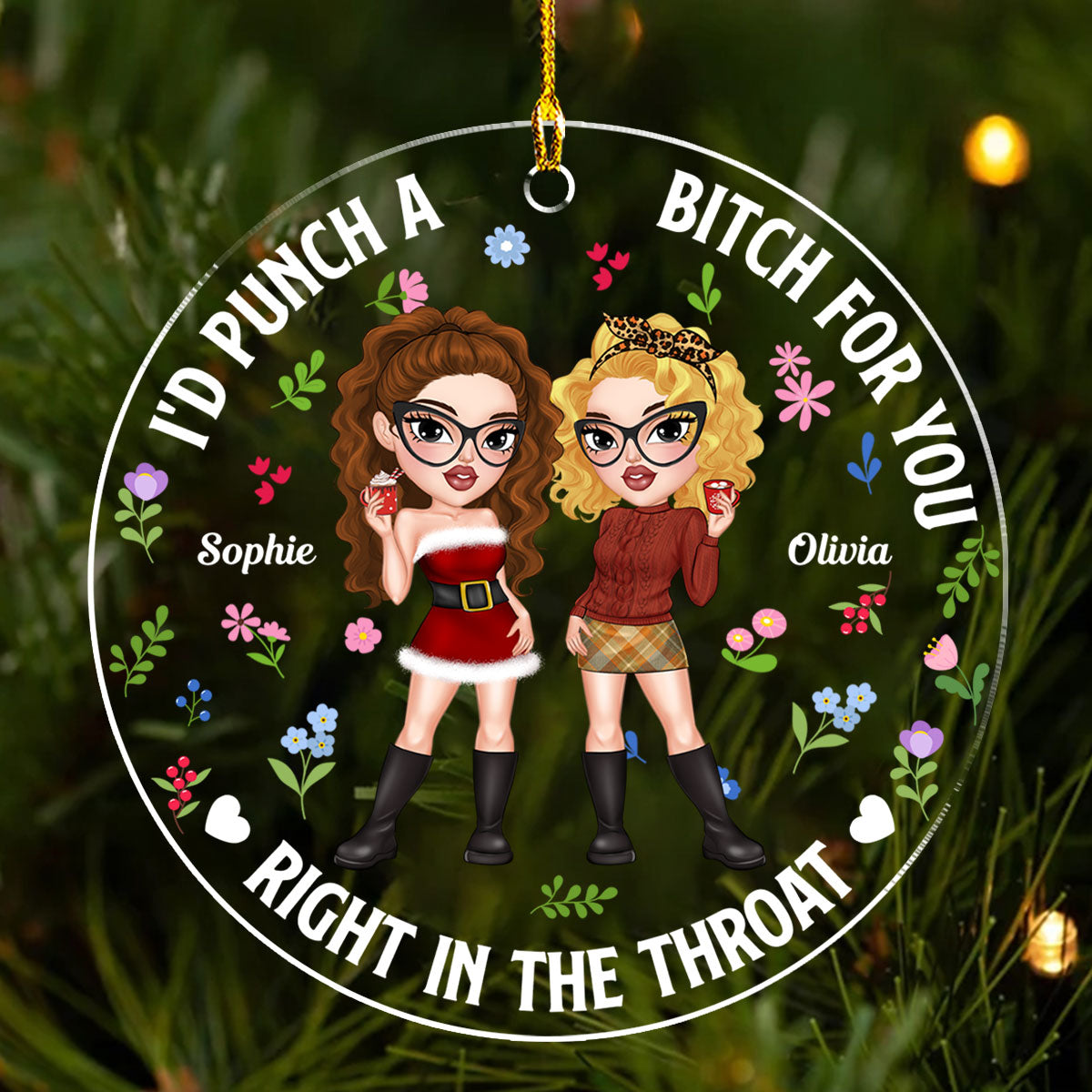 Punch Bitch Best Friend - Personalized Custom Acrylic Ornament