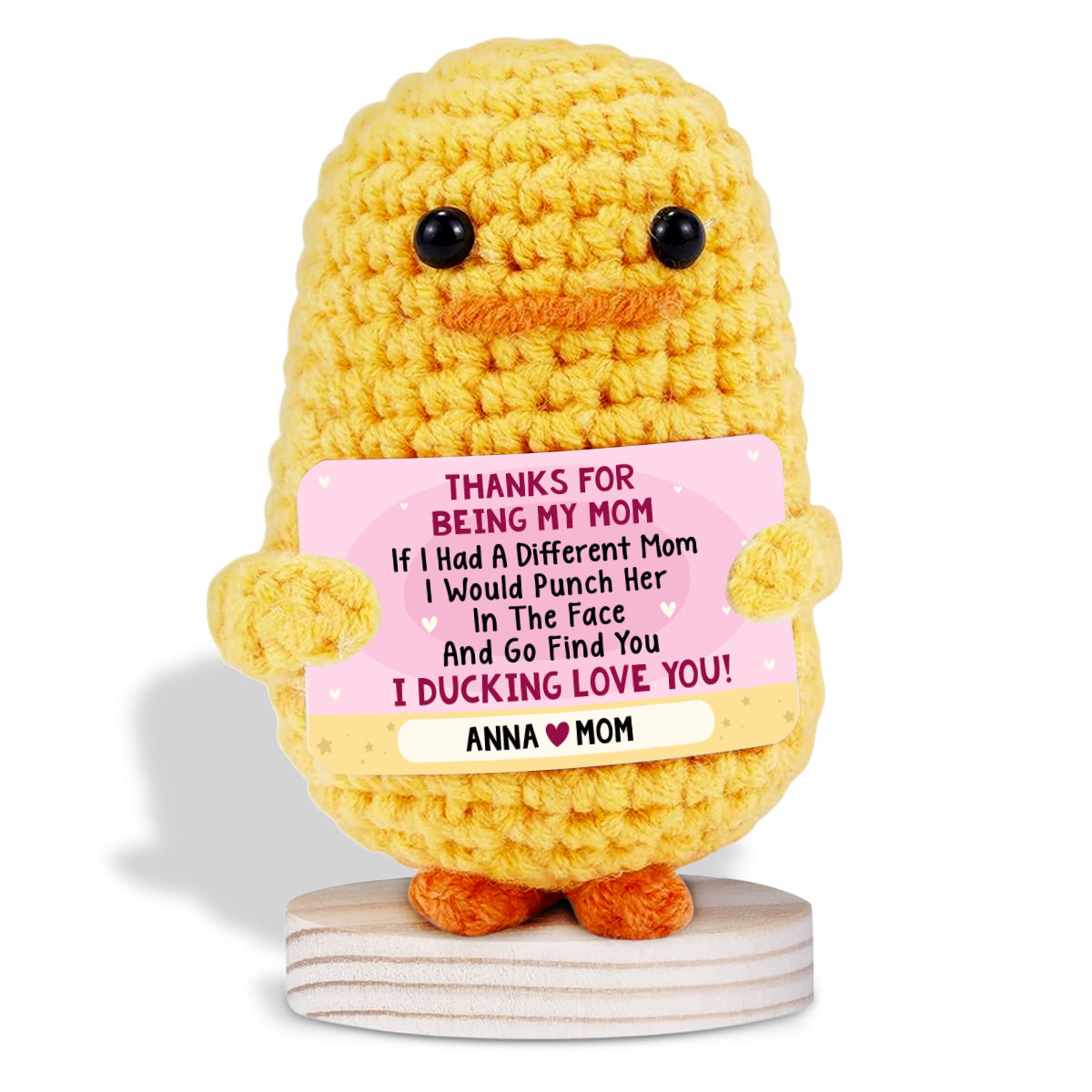 Thanks For Being My Mom - Personalized Custom Duck Crocheted Plushie With Message