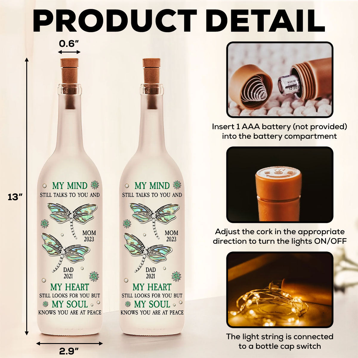 My Mind Still Talks To You - Personalized Custom Bottle Lamp