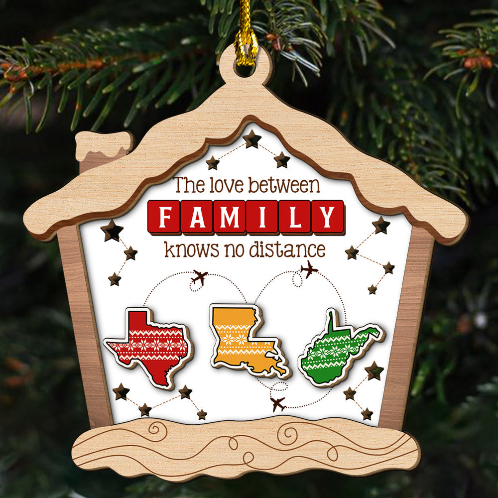 The Distance Means Nothing - Personalized Custom 2-Layered Wood Ornament