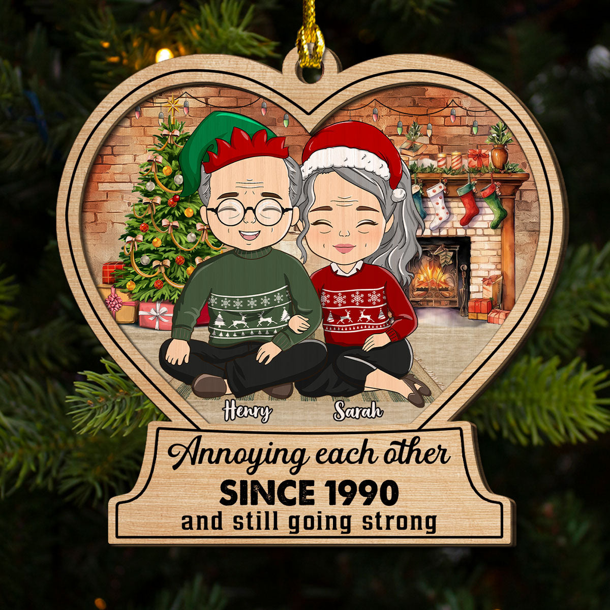 Annoying Each Other And Still Going Strong - Personalized Custom 2-Layered Wood Ornament