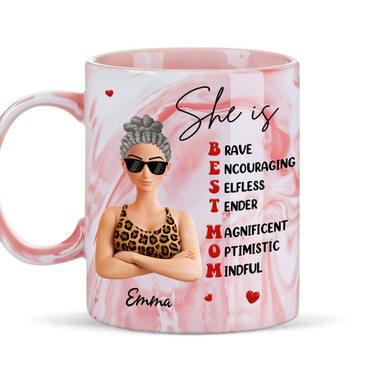 Best Mom - Personalized Custom Pink Marble Mug