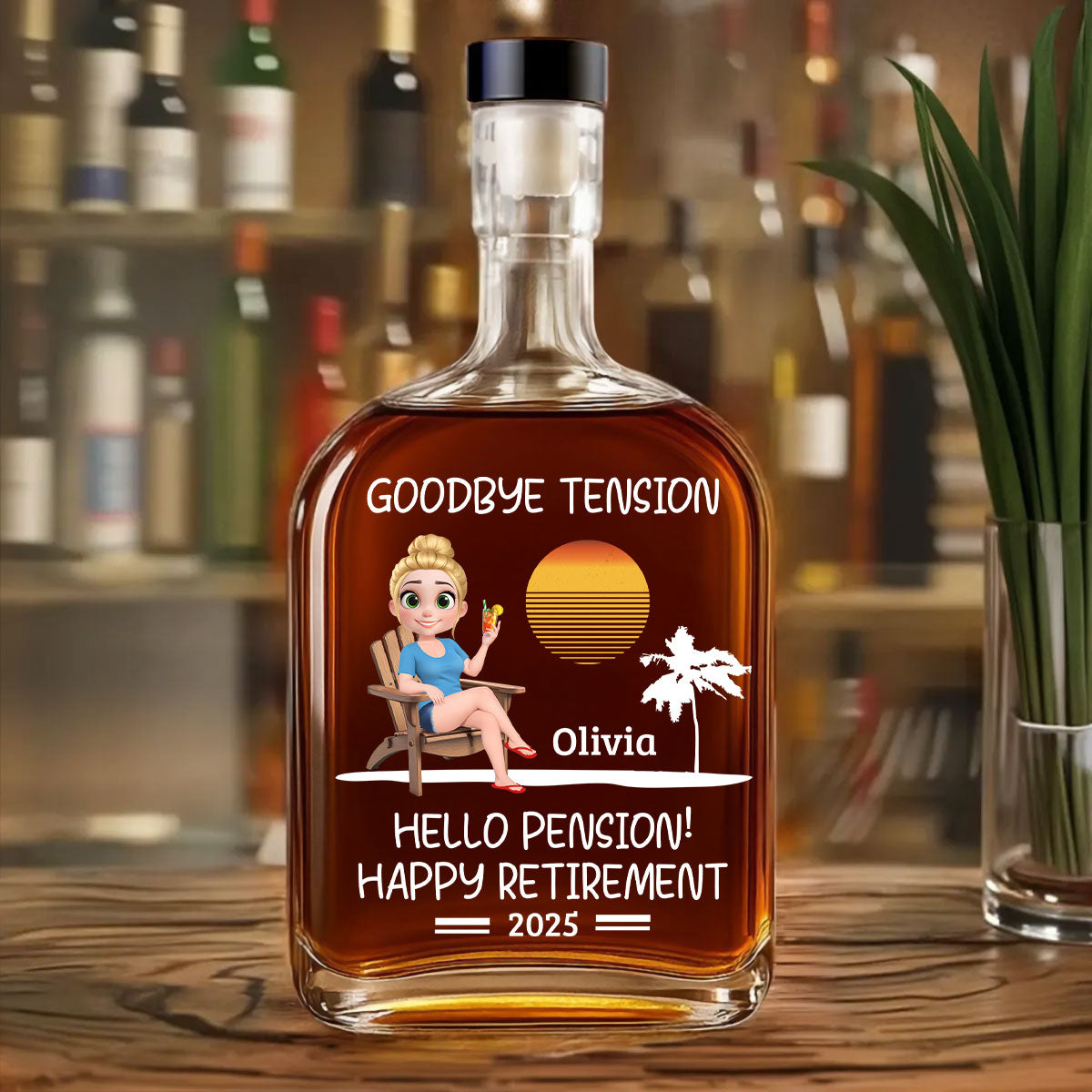 Goodbye Office Hello Freedom - Personalized Custom Spirits Decanter