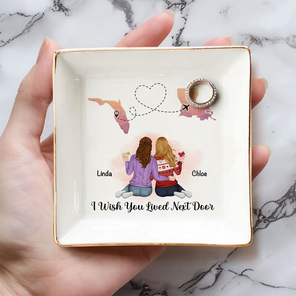 Friendship Knows No Distance - Personalized Jewelry Dish