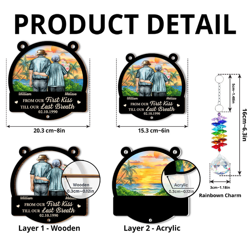 From Our First Kiss - Personalized Custom Suncatcher With Crystal Rainbow Charm